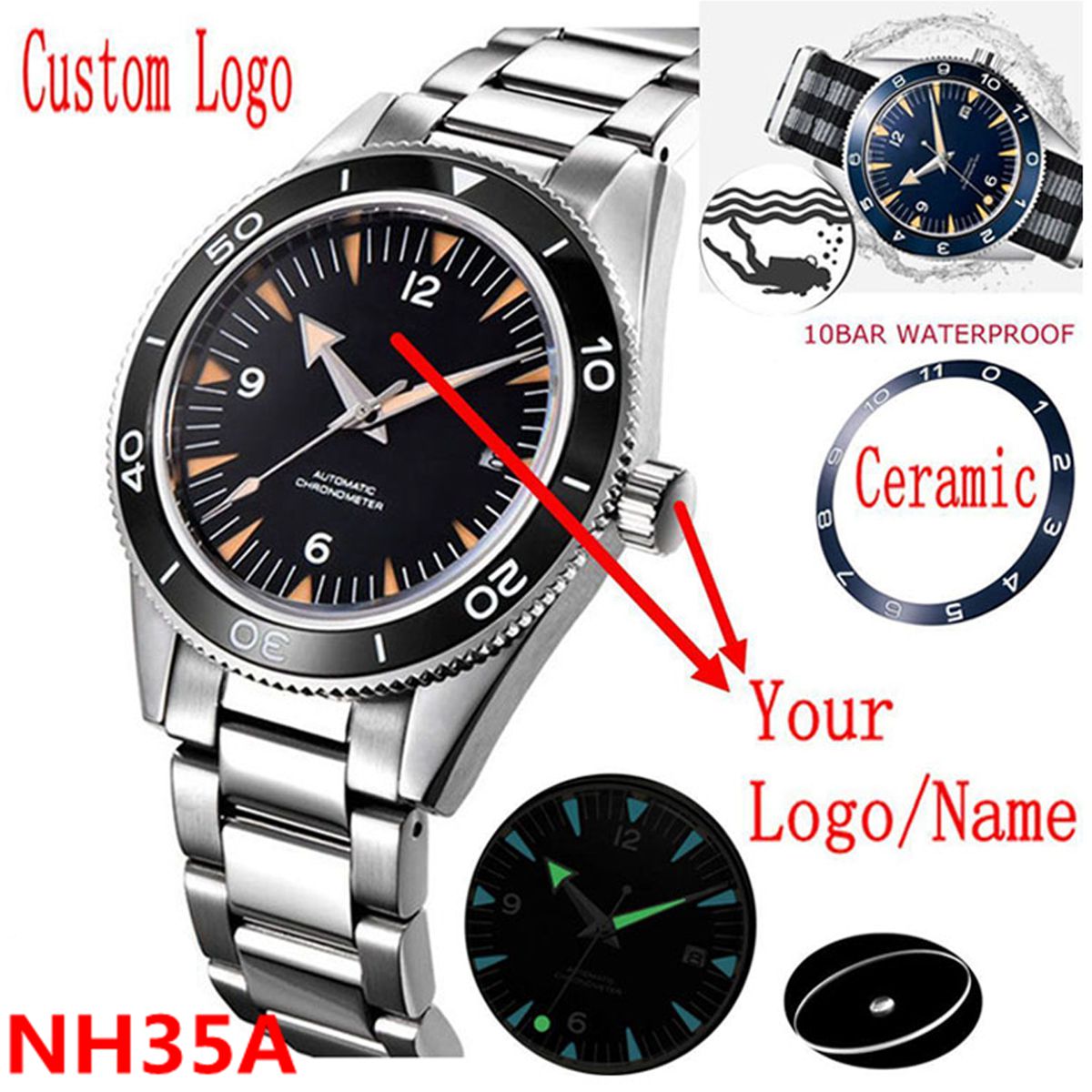 Luxury Watch Business - Logo personalizzato NH35 Movimento Orologio 10