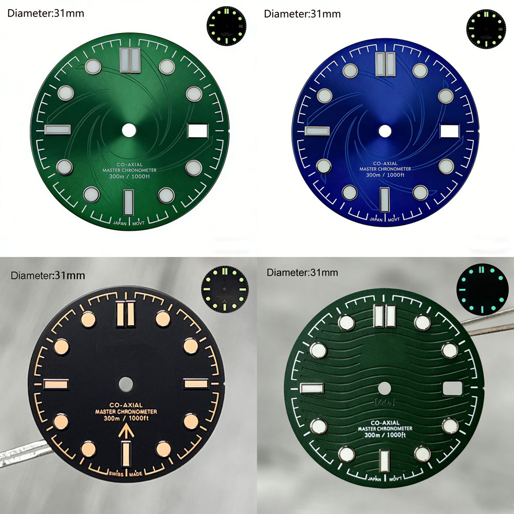 Luxury Watch Face - Quadrante NH35 S Logo Verde Bianco